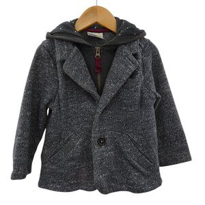 Genuine Kids OshKosh Lagenlook Hooded Blazer Jacket 3T Gray Skater Grunge Knit